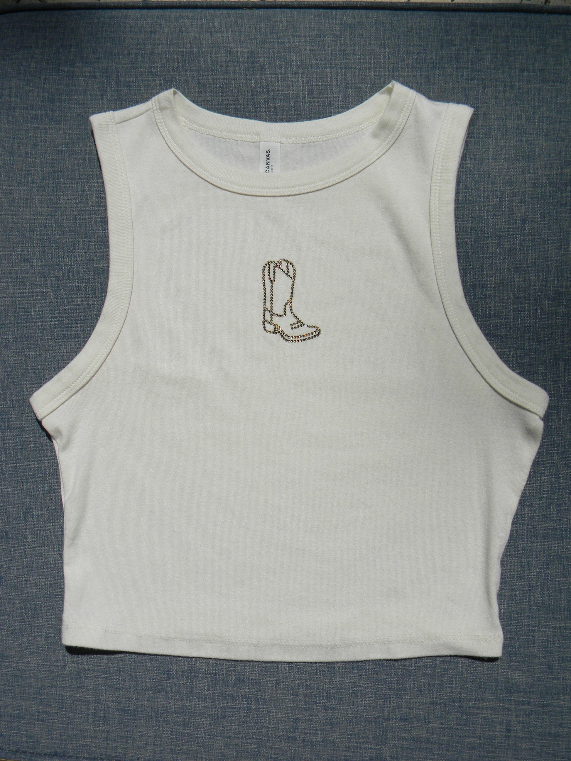 Cowboy Boot Tank Top Natural
